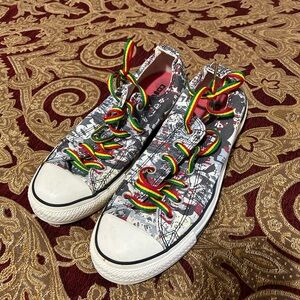 Converse Black and White Sneakers with Colorful Laces